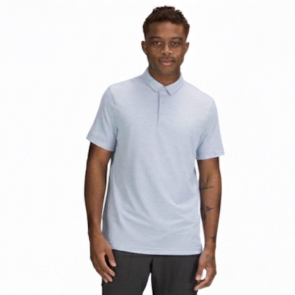 Lululemon Evolution Short Sleeve
Polo Shirt In Heather Blue Size XL Like New!